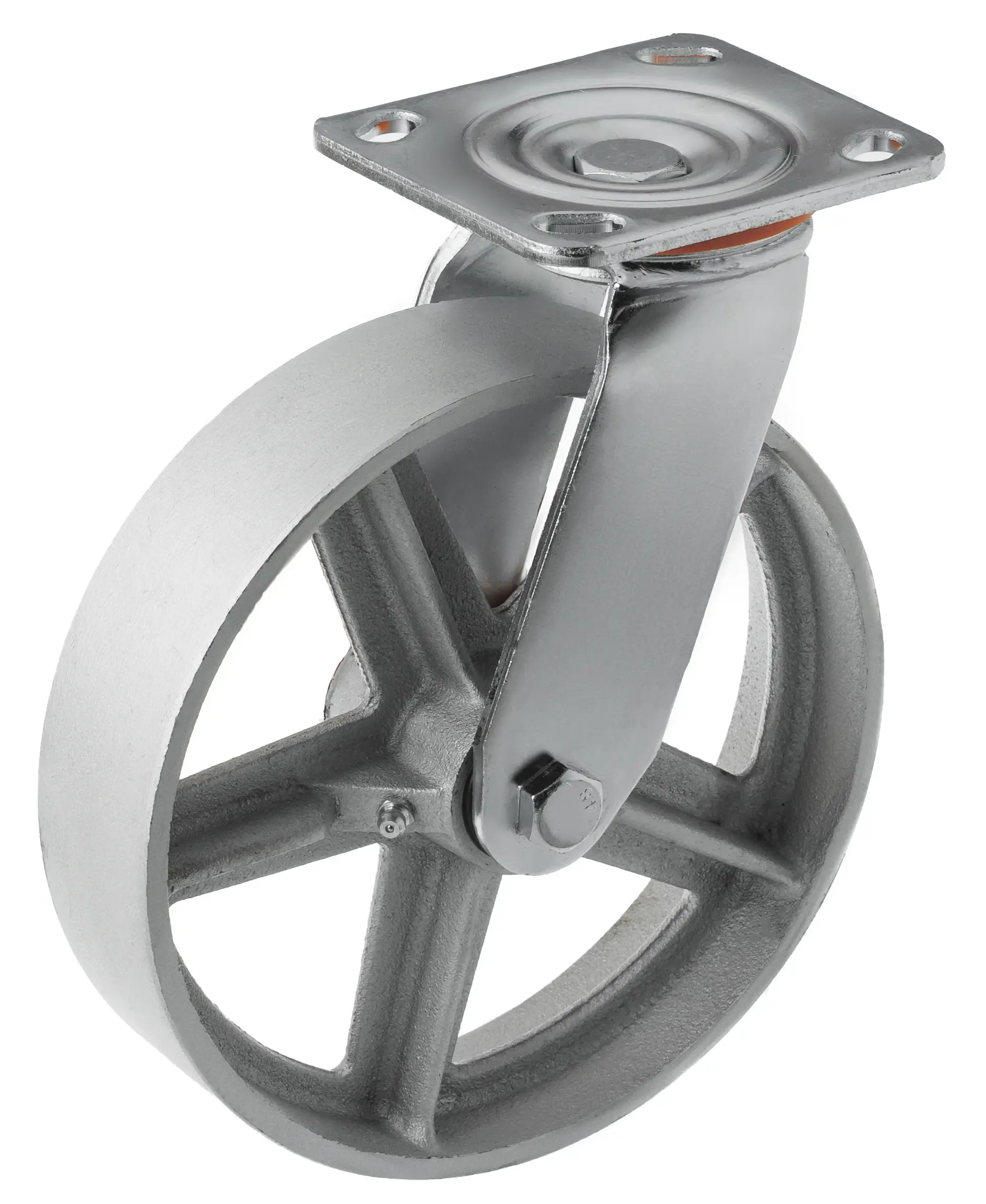 SCs 80 - Большегрузное чугунное колесо без резины 200 мм (поворот., площадка, темн. обод.)