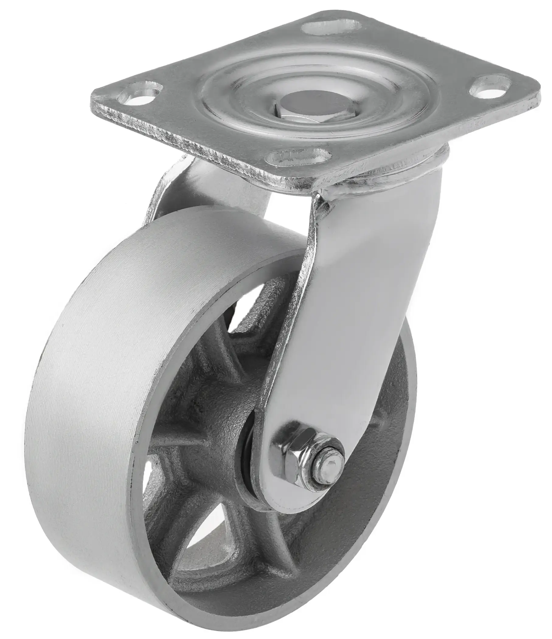 SCs 55 - Большегрузное чугунное колесо без резины 125 мм (поворот., площадка, темн. обод.)