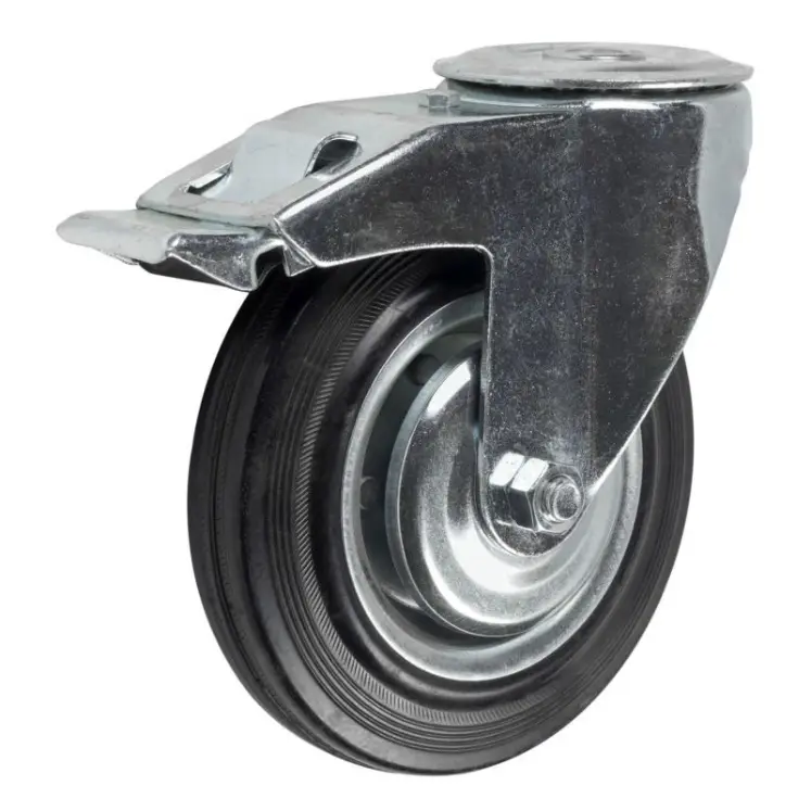 SChb 55 - Промышленное колесо 125 мм (под болт 12.5 мм, пов., тормоз, черн. рез., роликоподш.)