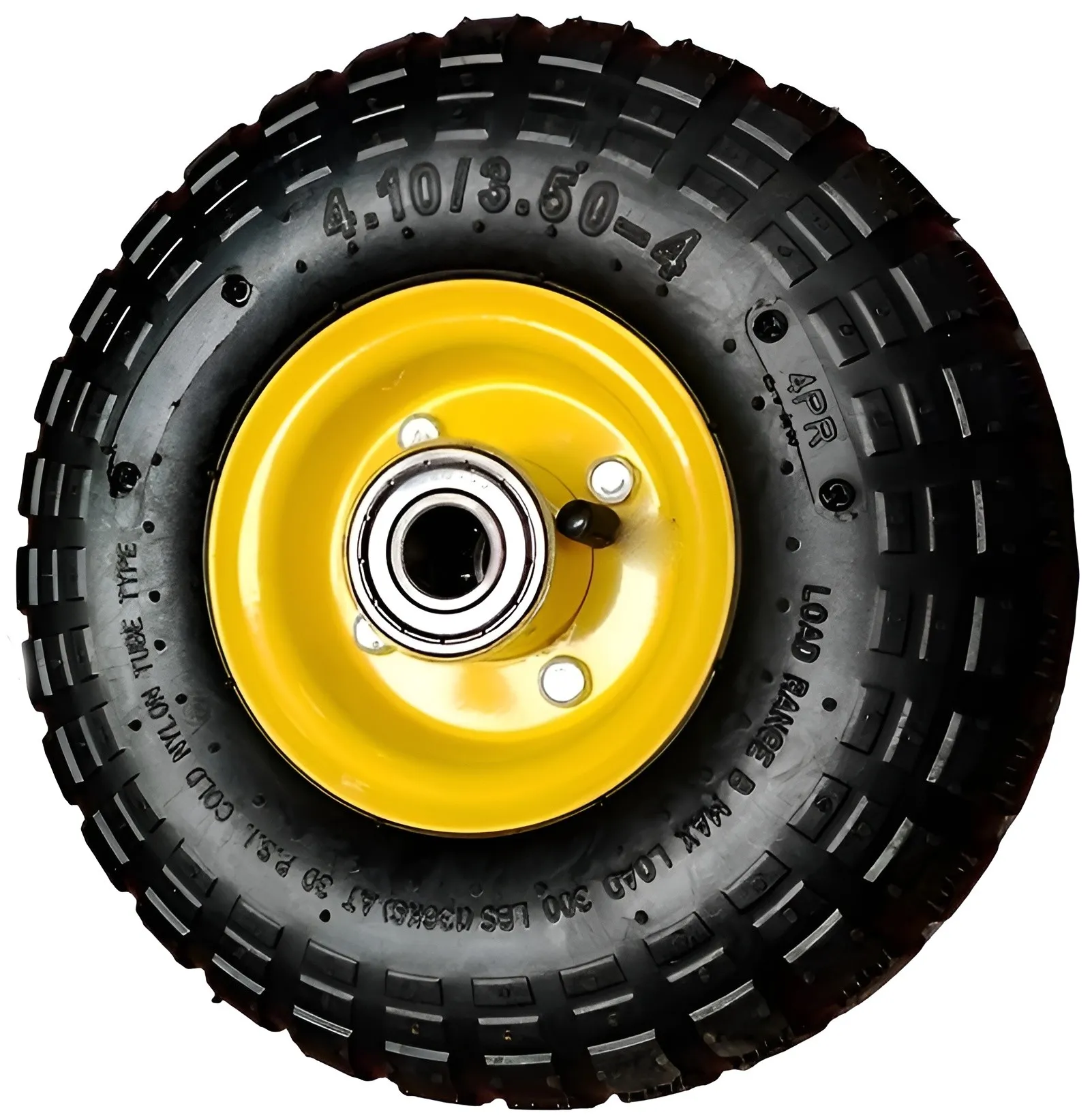 PR 1804-1 - Пневматическое колесо, металлический обод, симметричная ступица, шариковый подшипник (255 мм, ось 20 мм, 3.50-4)