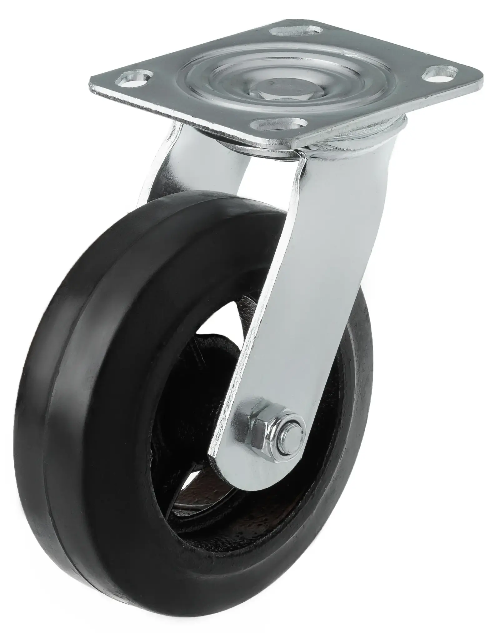 SCD 63 - Большегрузное чугунное колесо 150 мм (поворот., площадка, черн. рез., роликоподш.)
